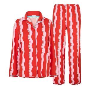 Urban Threads Womens/Ladies Squiggle Long Pyjama Set / Pink